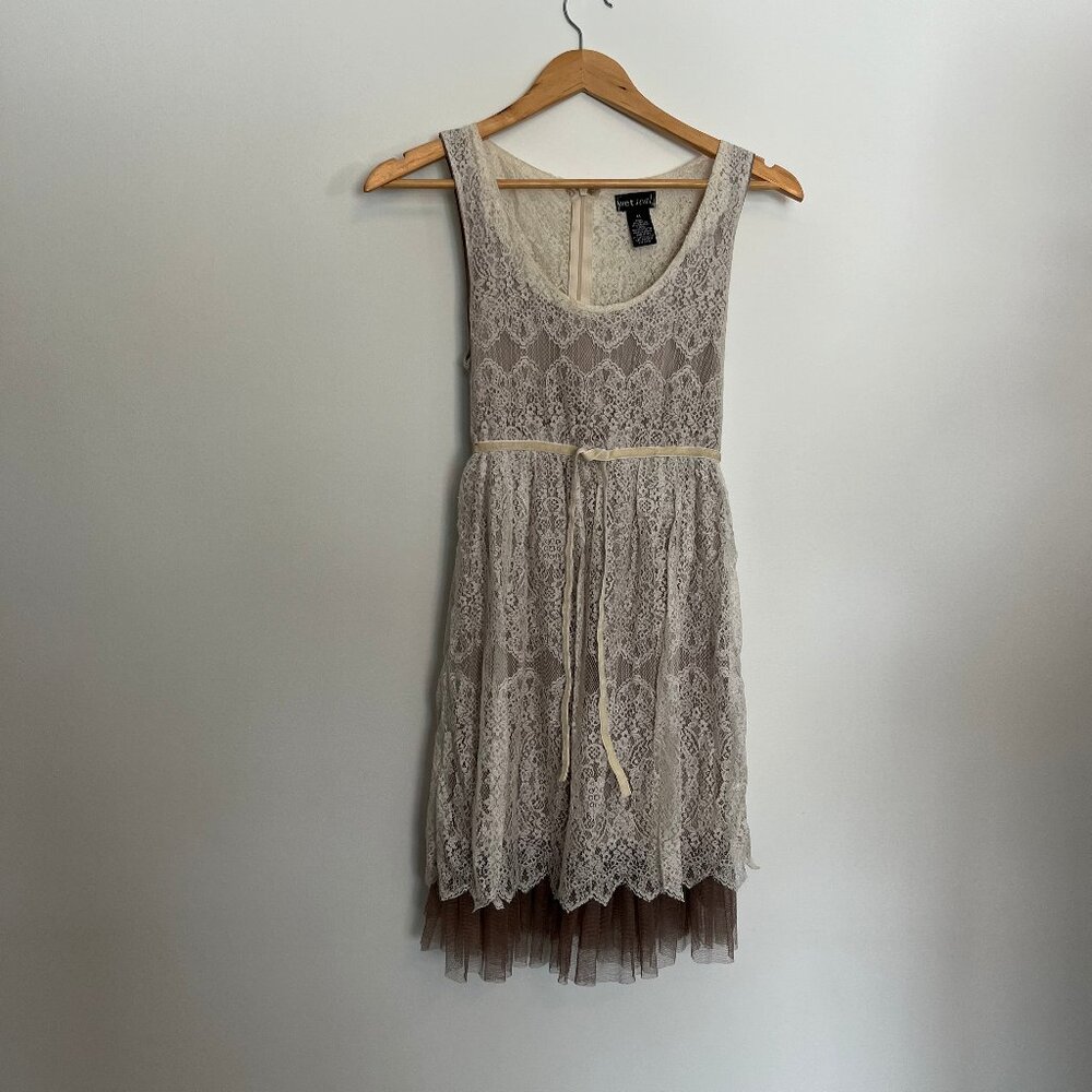 Wet Seal. Lace Dress. Off-White/ Beige Color. Size Medium. Womens.